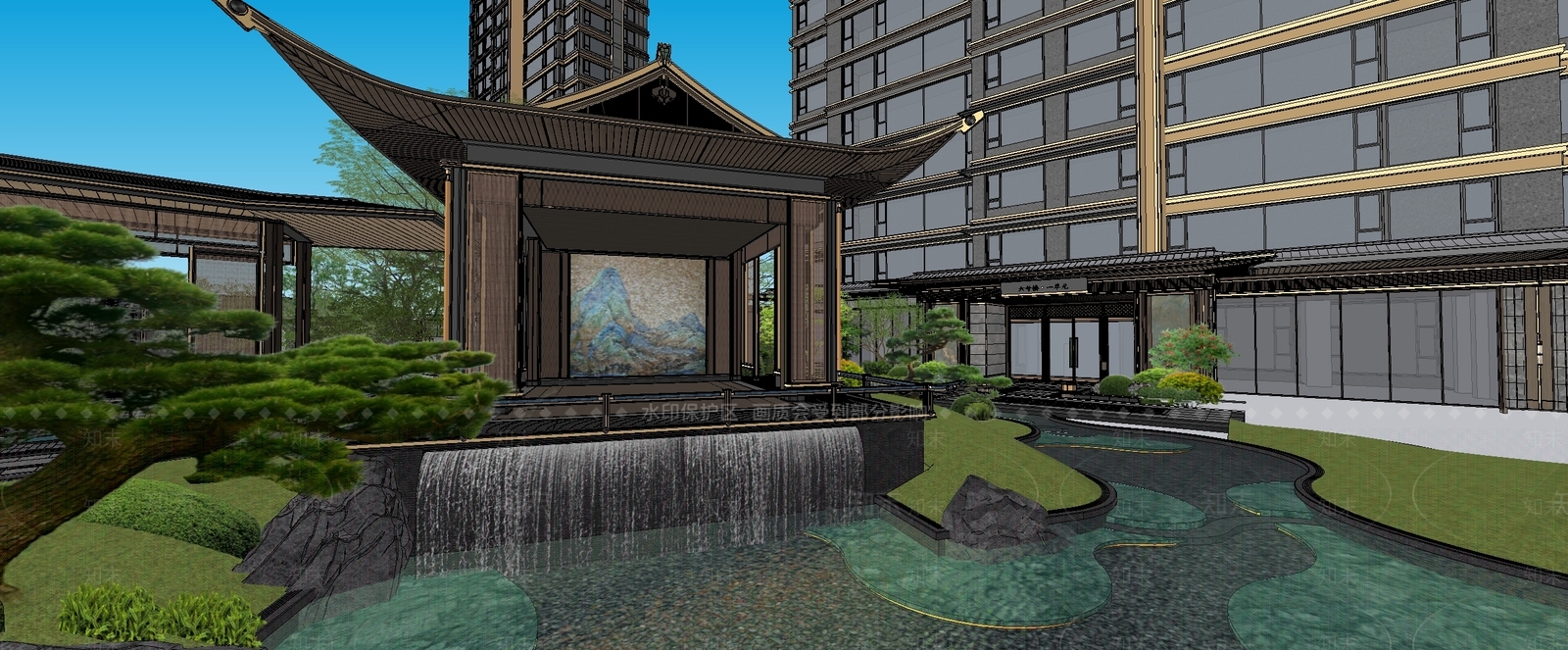 现代小区景观SU模型下载【ID:1203212145】