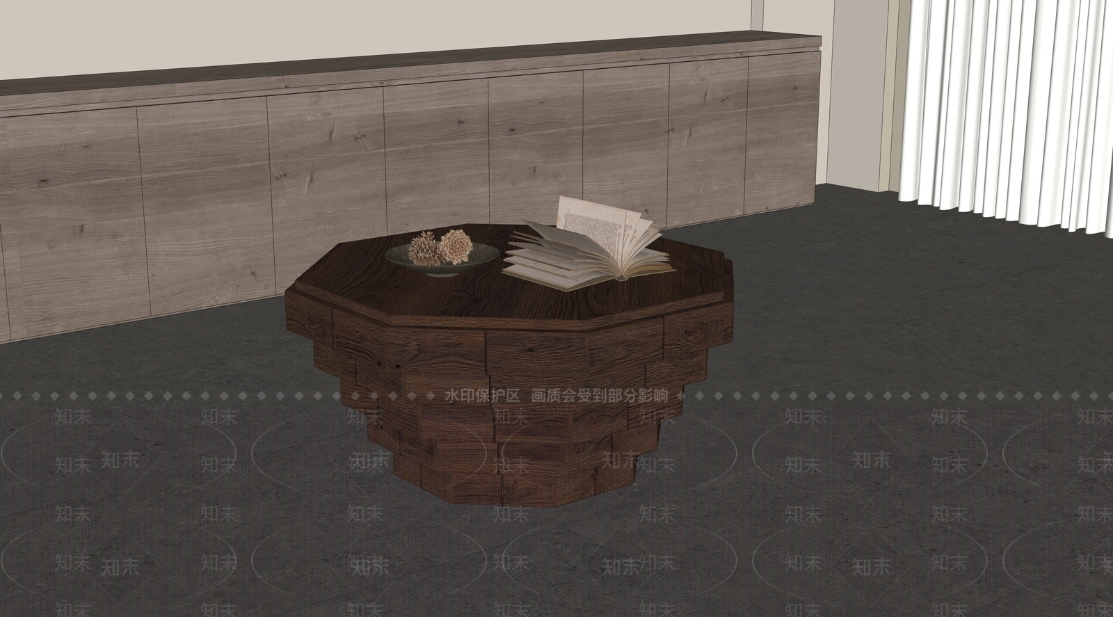 侘寂中古茶几SU模型下载【ID:1203213026】