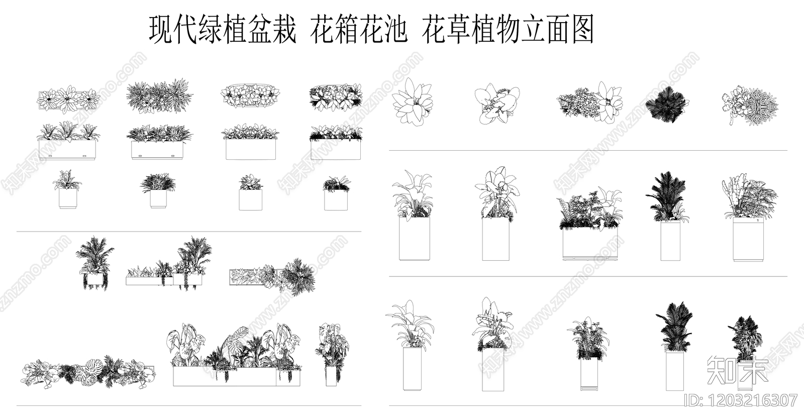 现代综合植物图库施工图下载【ID:1203216307】