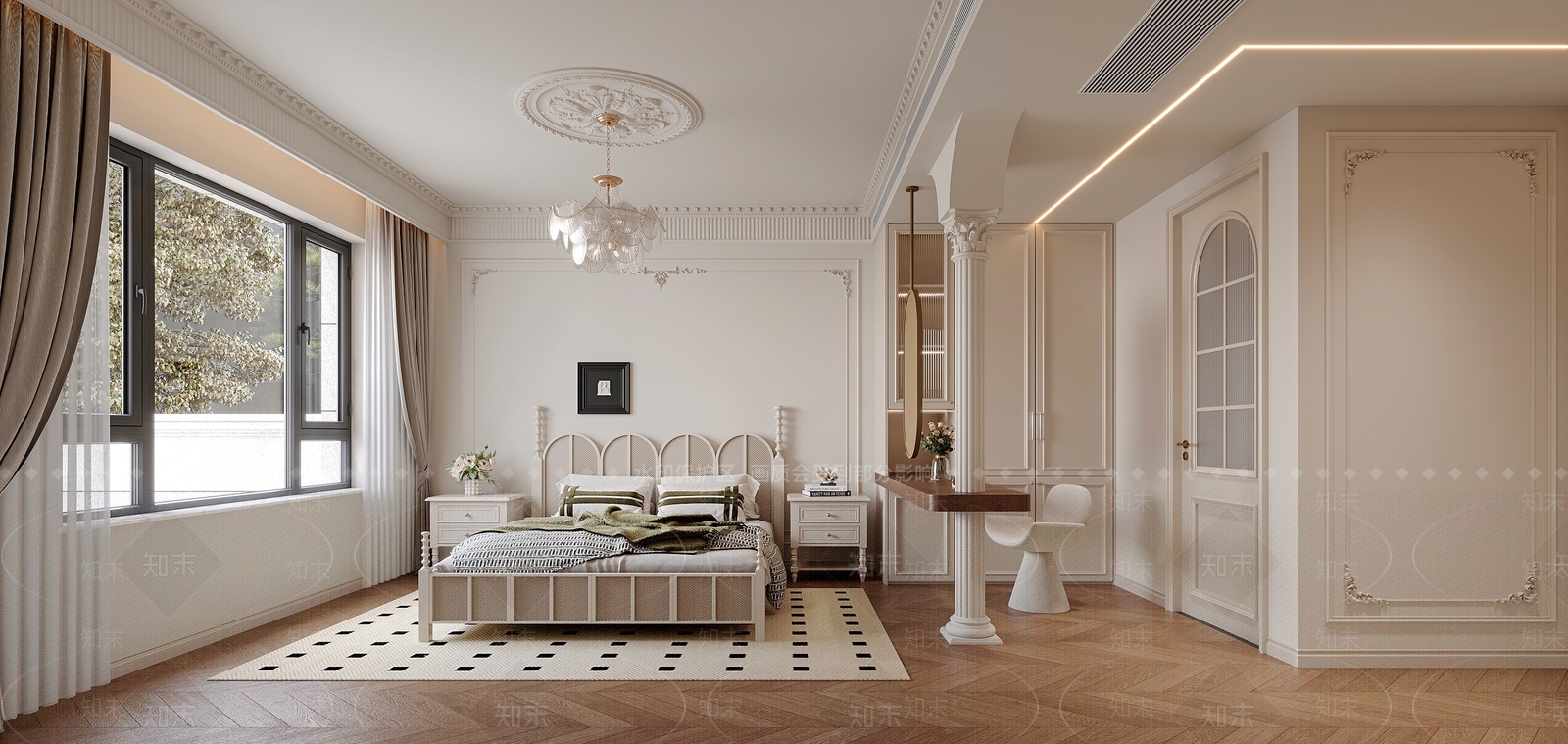 法式美式家居卧室3D模型下载【ID:1203217031】