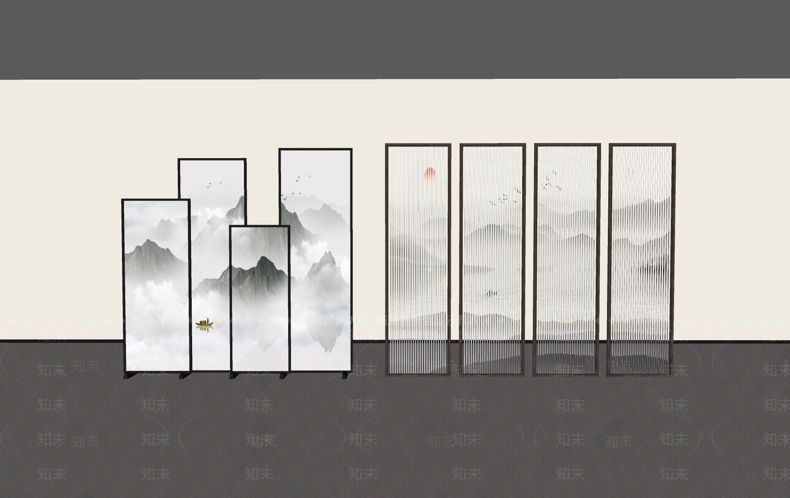 新中式中式屏风SU模型下载【ID:1203217202】