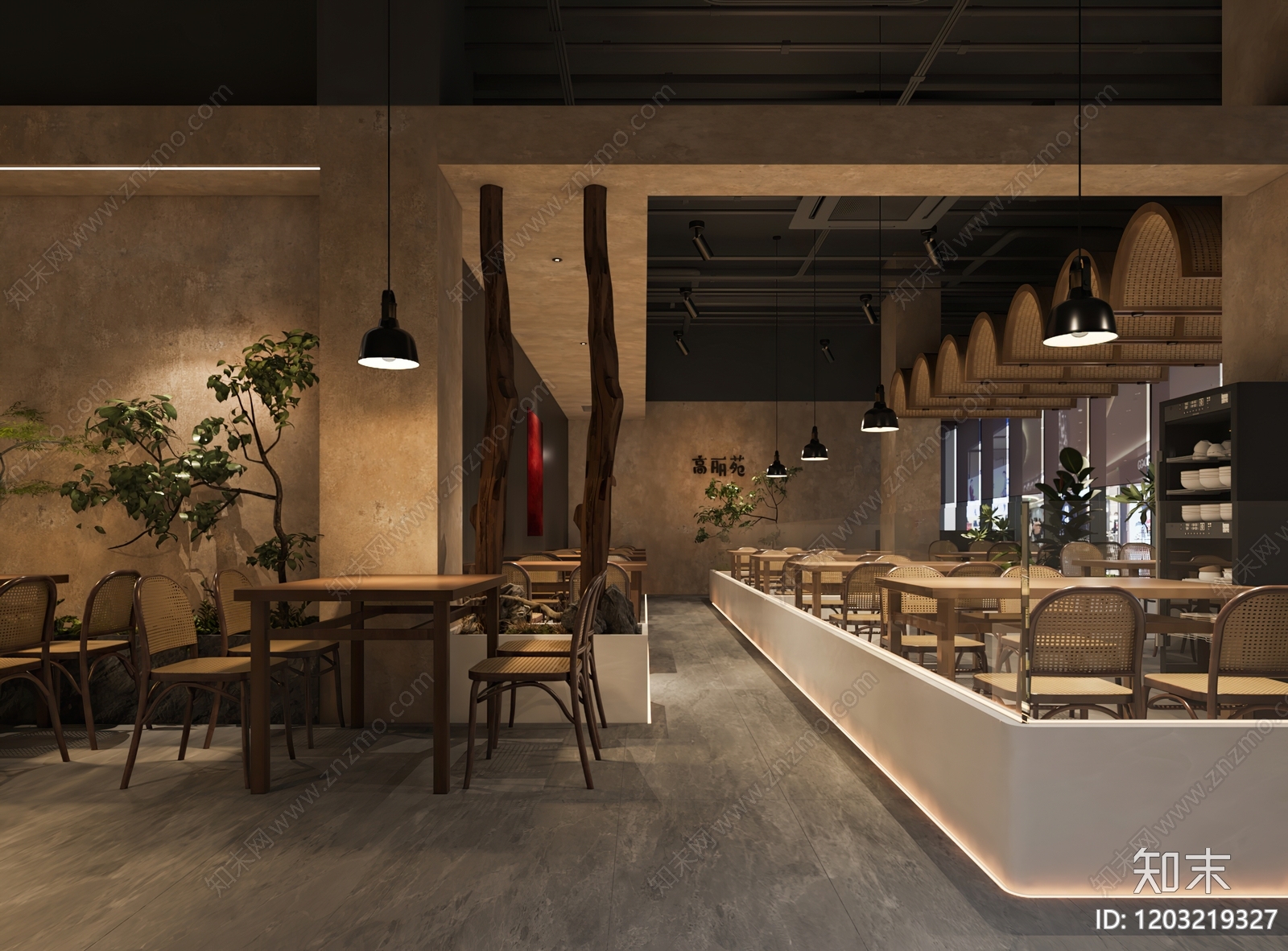 简约原木火锅店cad施工图下载【ID:1203219327】