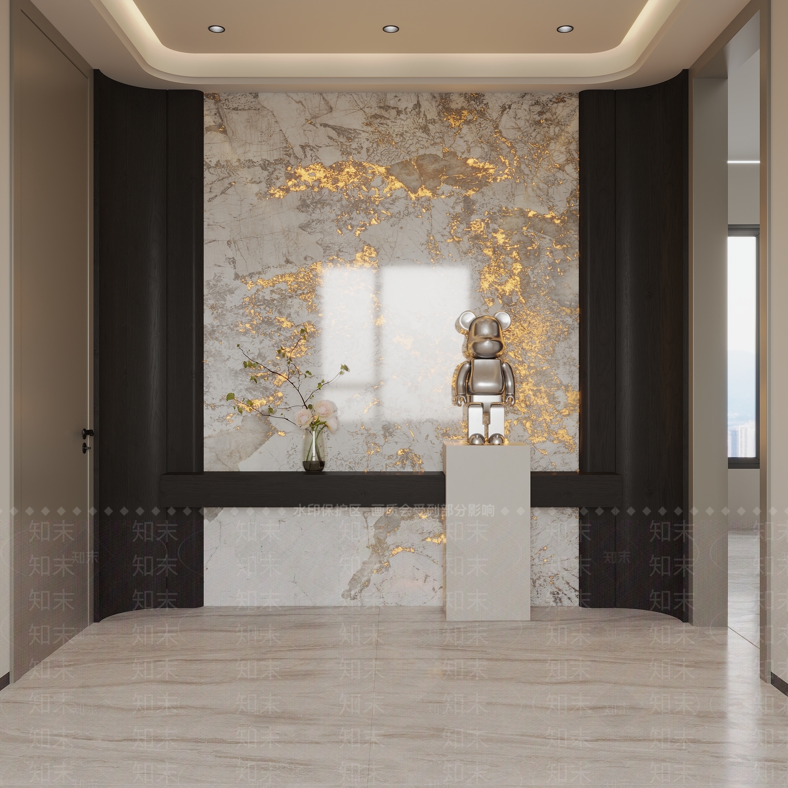 现代轻奢玄关3D模型下载【ID:1203219922】