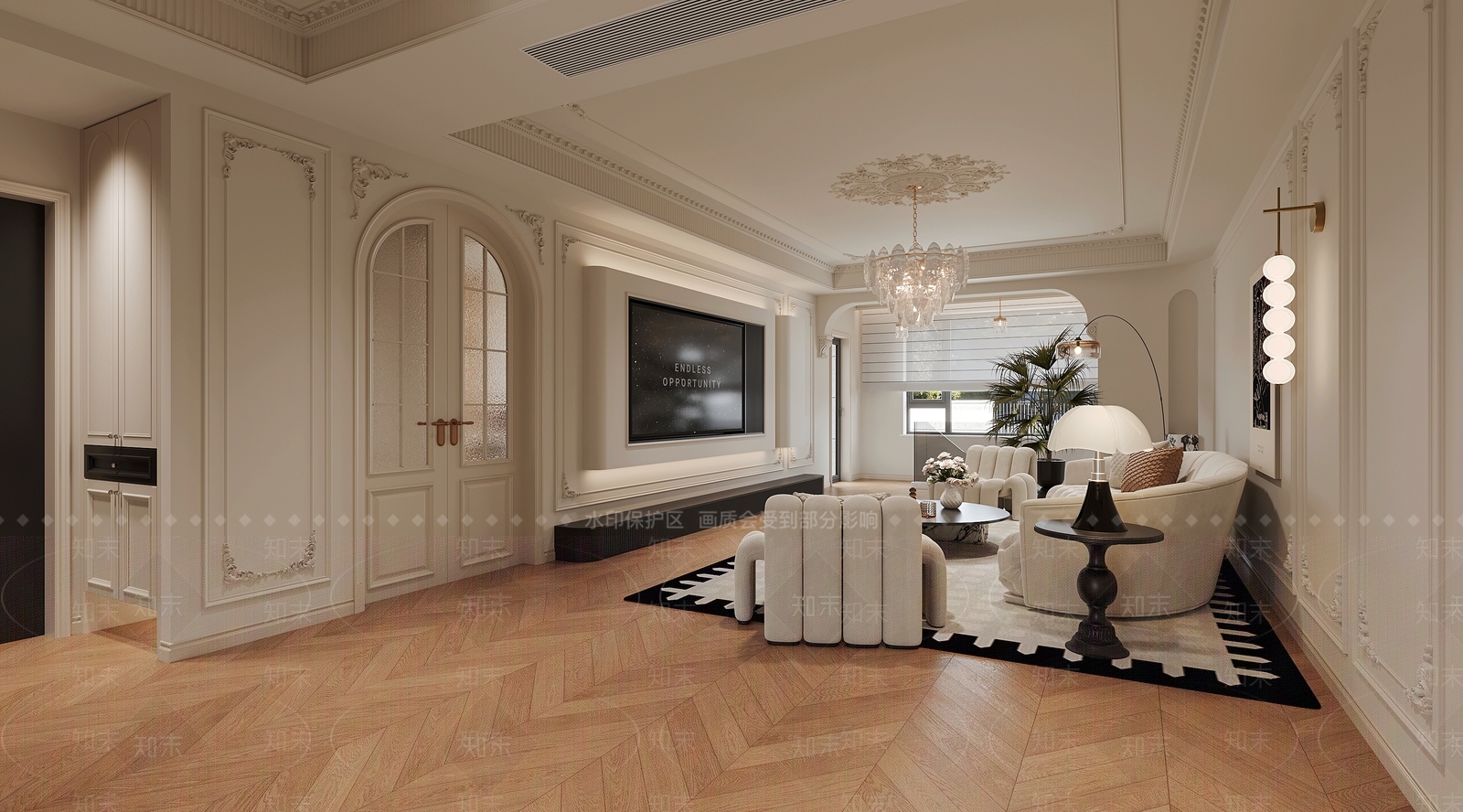 法式美式家居客厅3D模型下载【ID:1203222188】