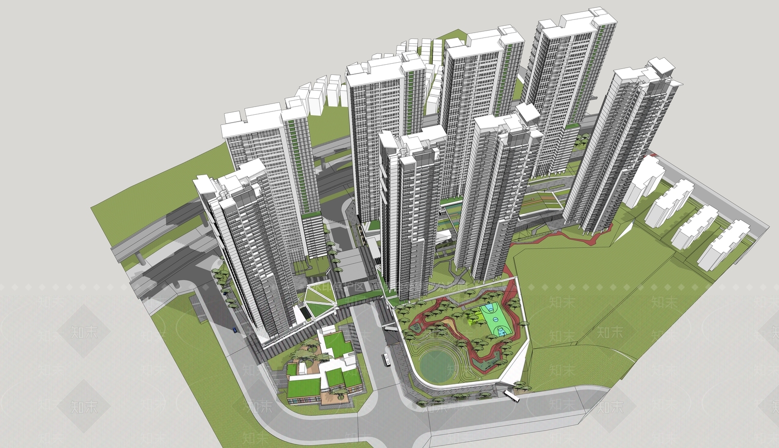 现代高层住宅SU模型下载【ID:1203220799】