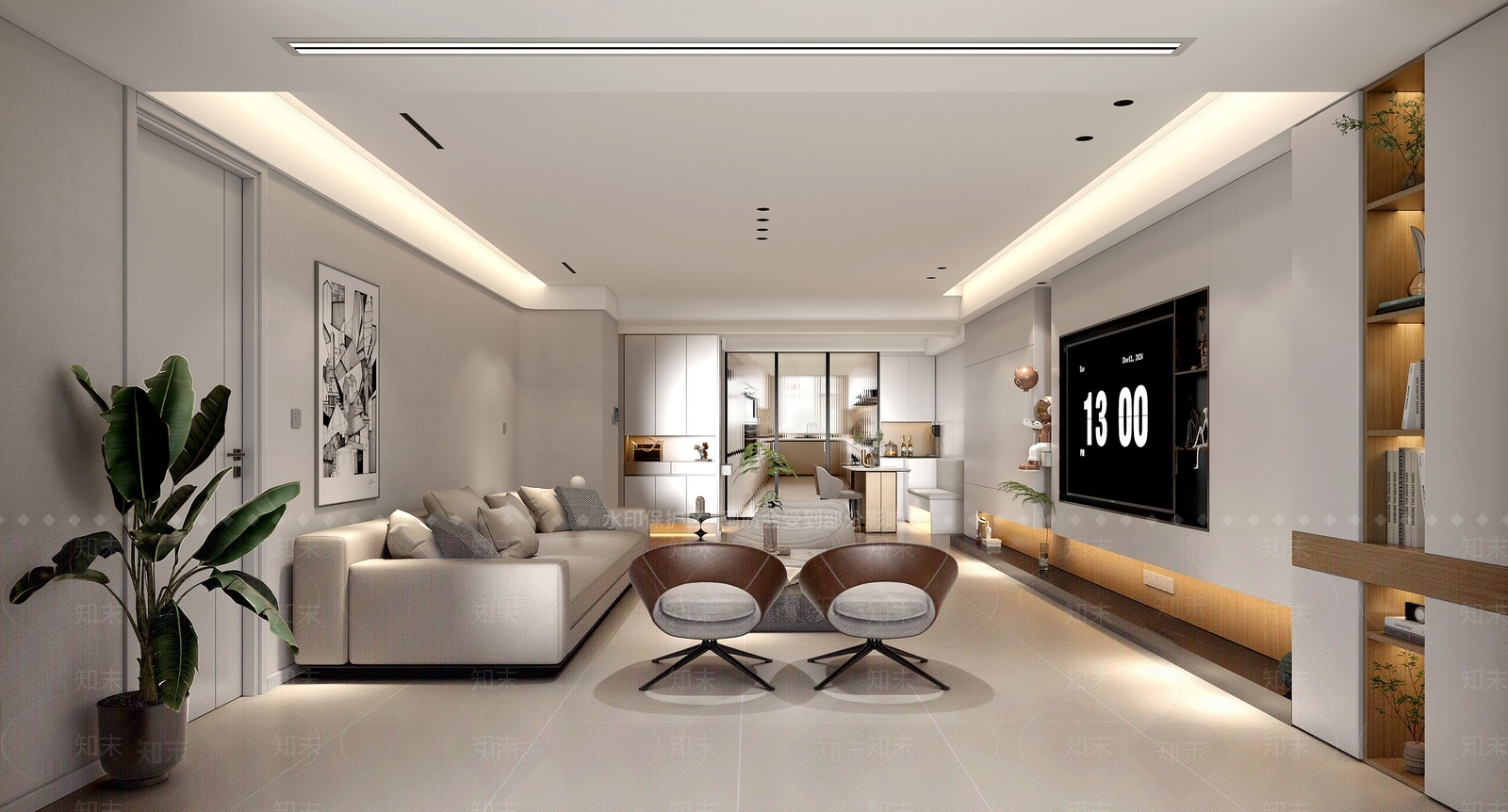 现代极简家居客厅3D模型下载【ID:1203223022】