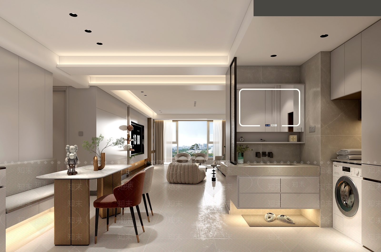 现代极简家居客厅3D模型下载【ID:1203223022】