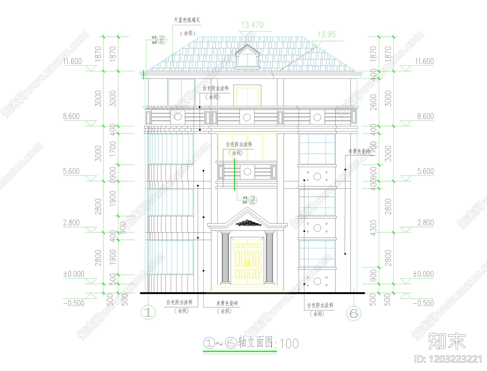 现代新中式别墅建筑cad施工图下载【ID:1203223221】