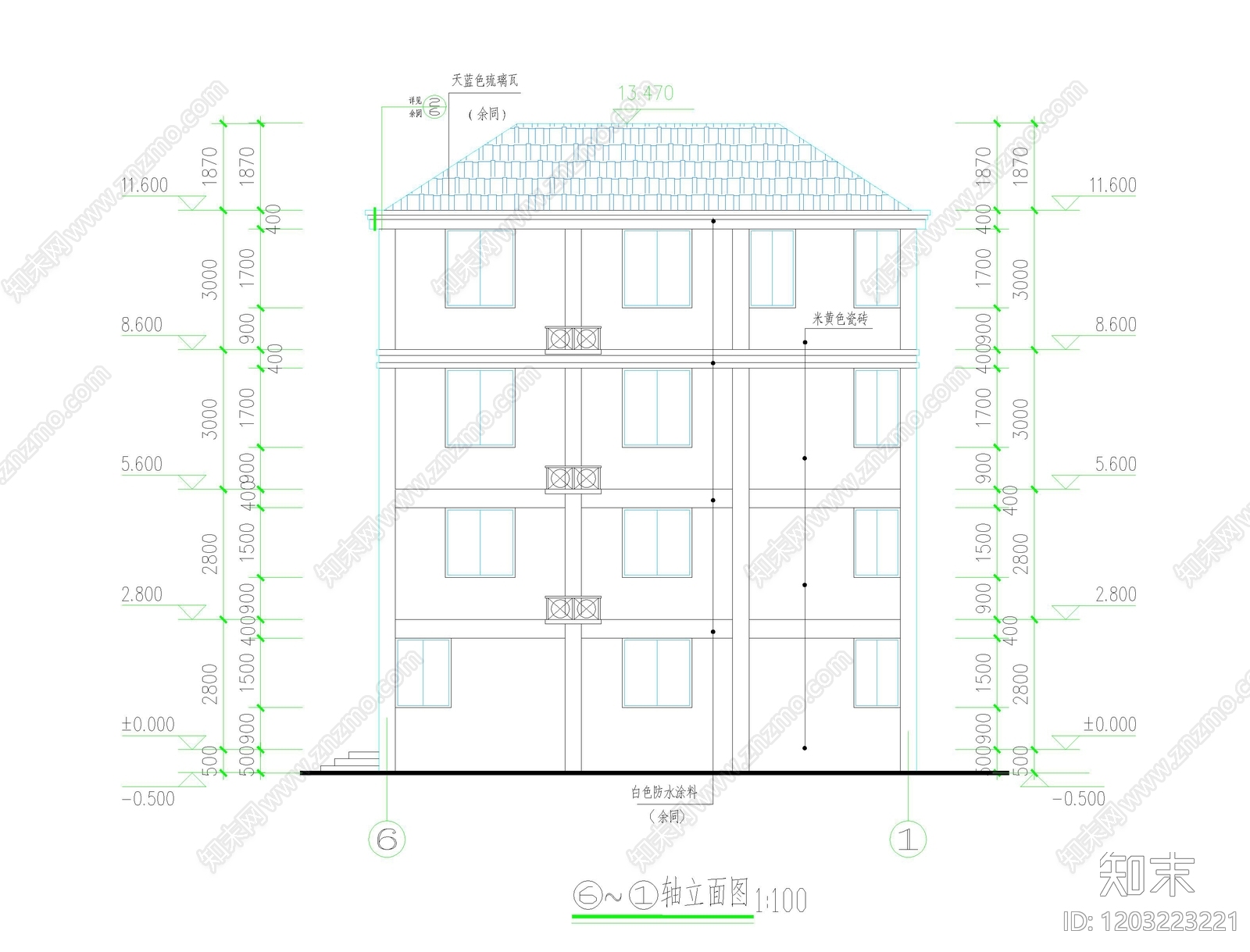 现代新中式别墅建筑cad施工图下载【ID:1203223221】
