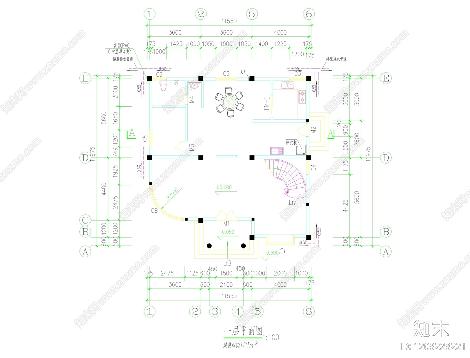 现代新中式别墅建筑cad施工图下载【ID:1203223221】