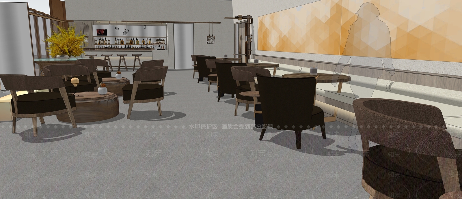 现代极简茶餐厅SU模型下载【ID:1203224833】