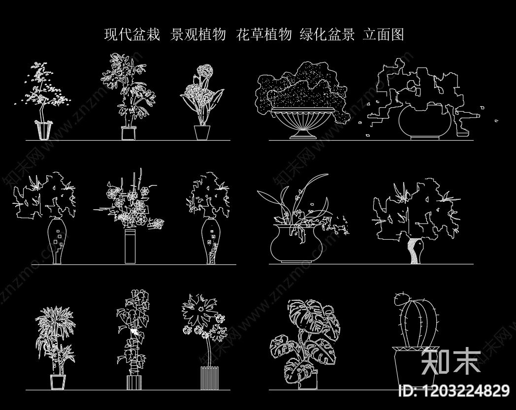 新中式中式绿植cad施工图下载【ID:1203224829】