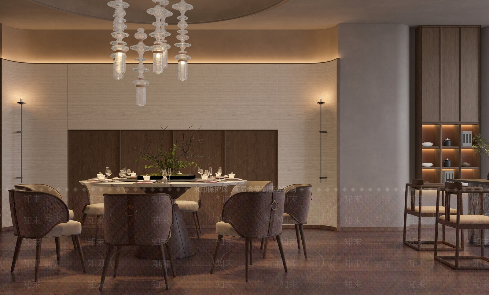 现代新中式酒店餐厅3D模型下载【ID:1203225104】