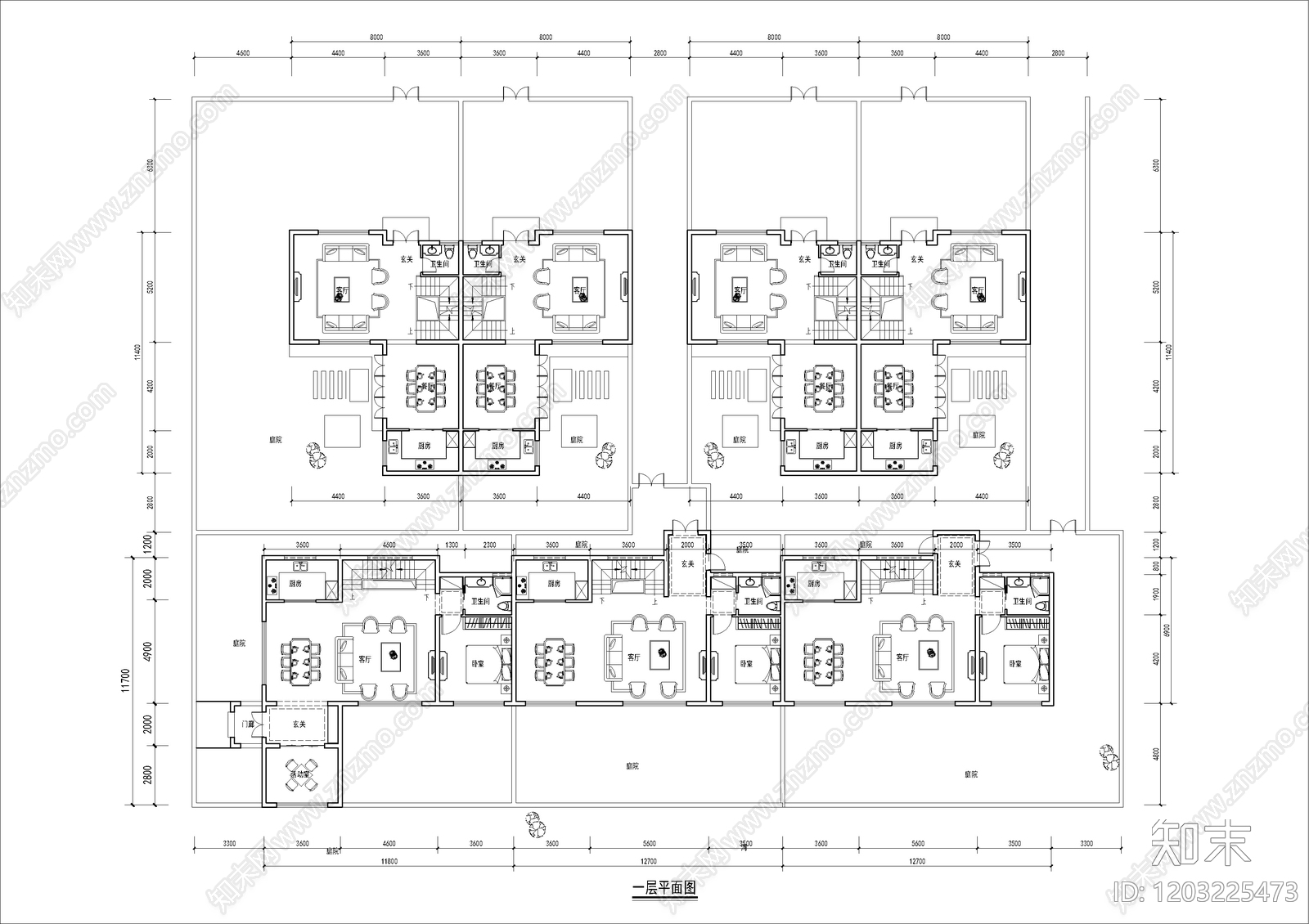 现代新中式四合院施工图下载【ID:1203225473】