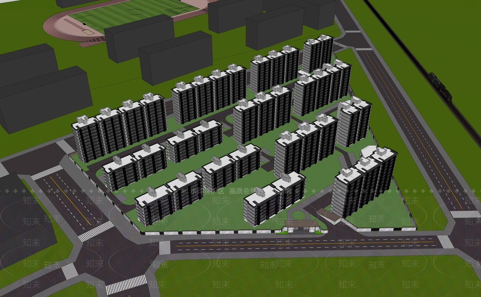现代新中式多层住宅SU模型下载【ID:1203406312】
