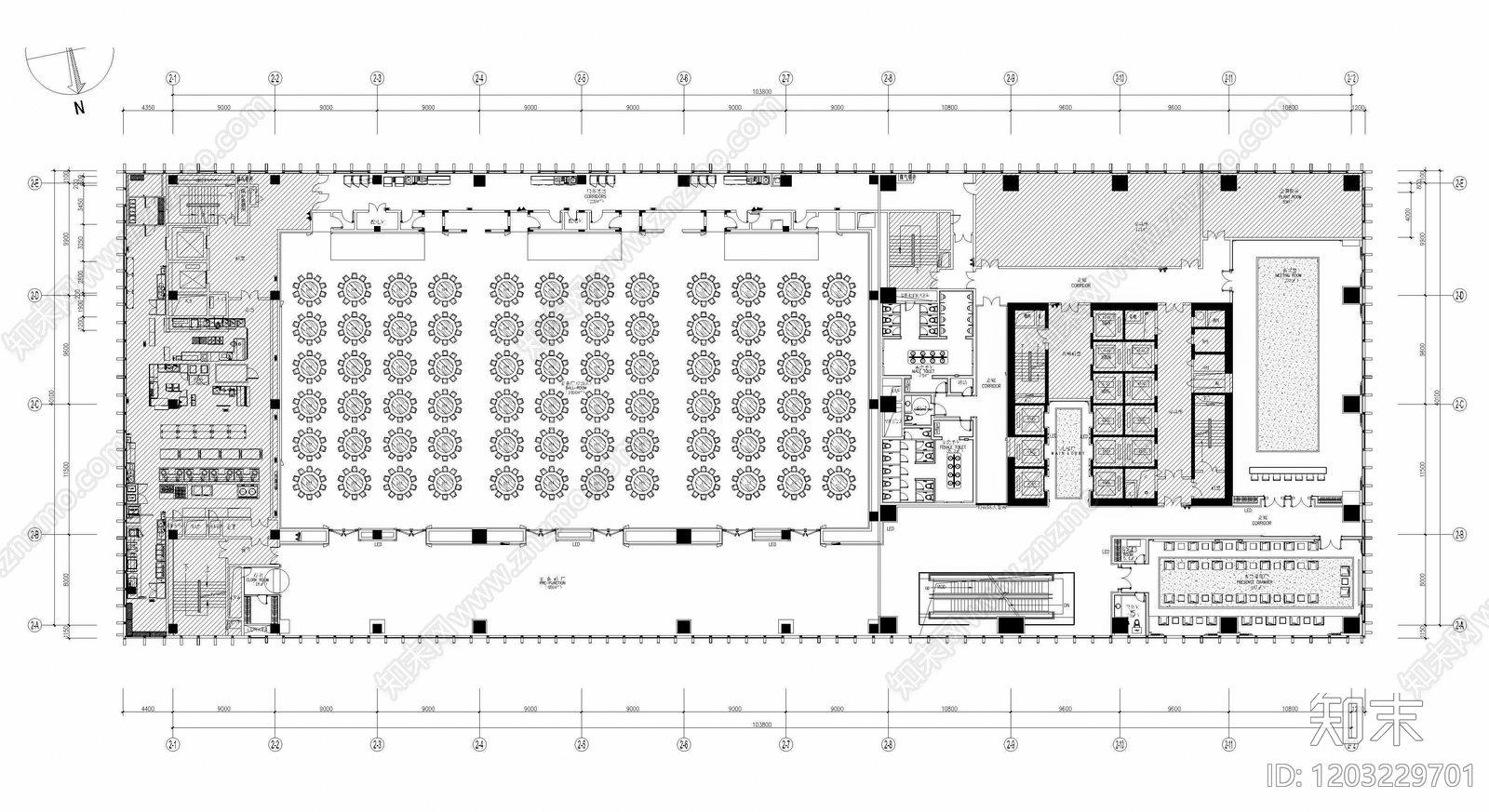 酒店宴会厅施工图下载【ID:1203229701】