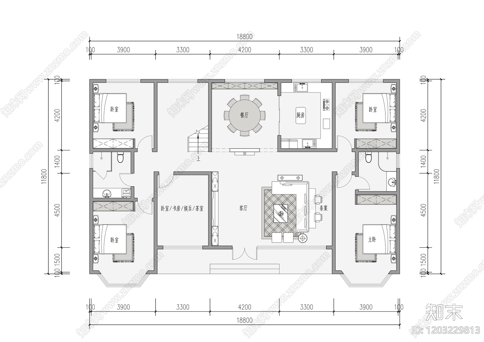 现代别墅建筑施工图下载【ID:1203229813】