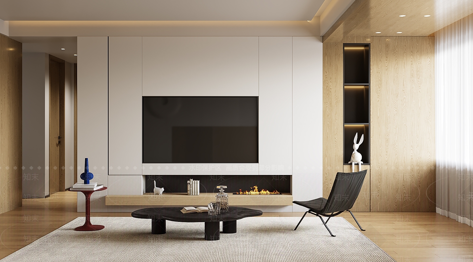 右侧浅色玻璃门储物柜家居客厅3D模型下载【ID:1227504252】
