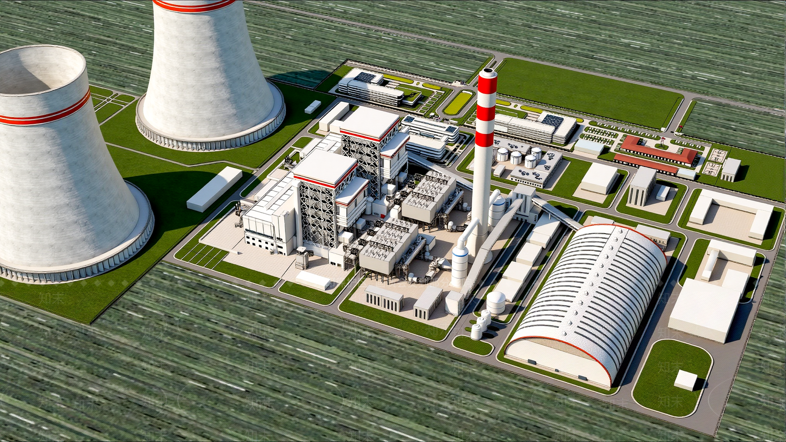现代发电厂SU模型下载【ID:1203232312】
