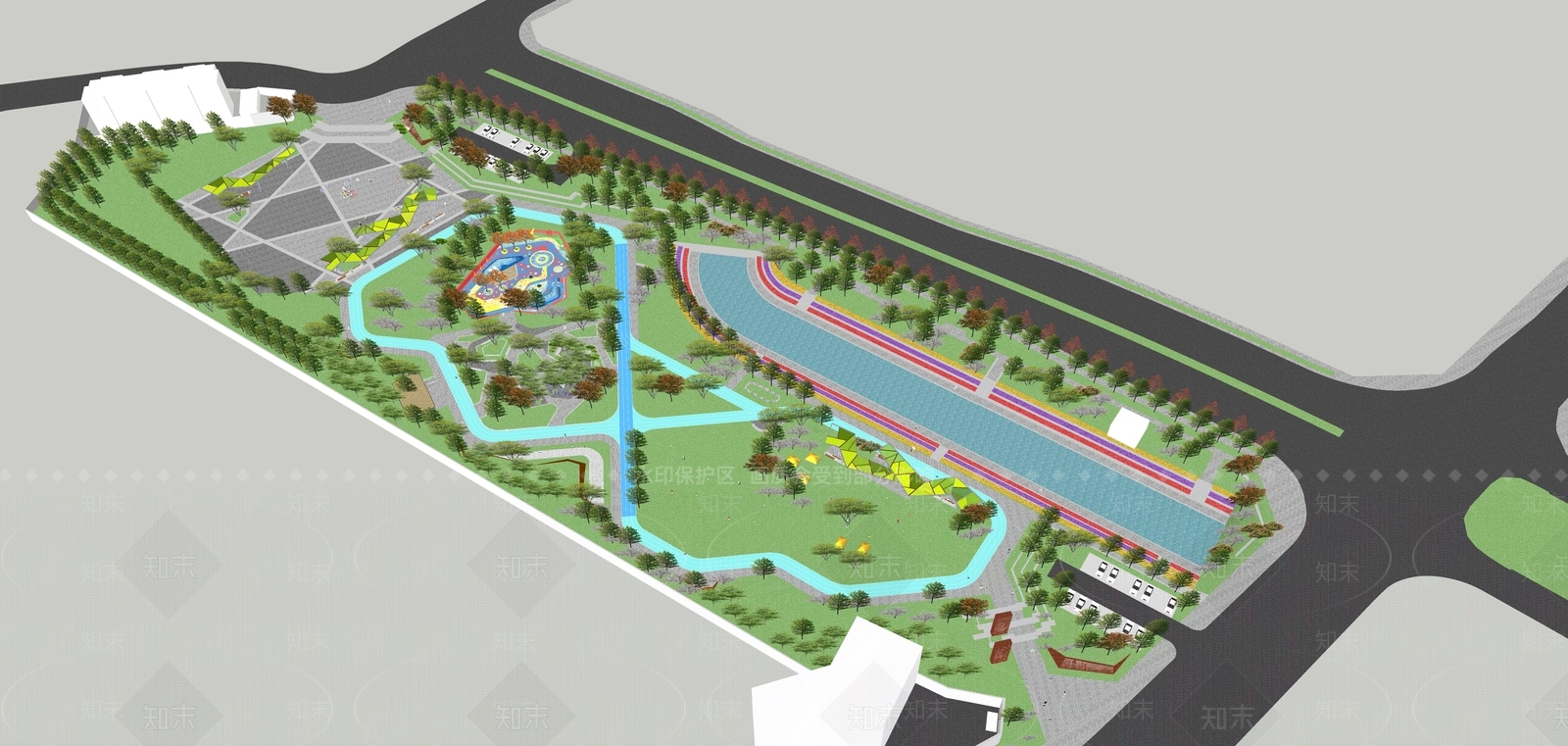 现代景观公园SU模型下载【ID:1203233786】