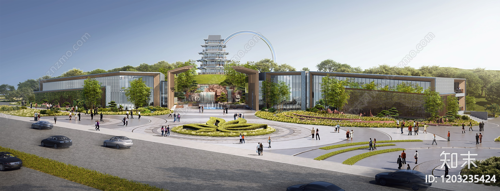 现代新中式会议中心建筑施工图下载【ID:1203235424】