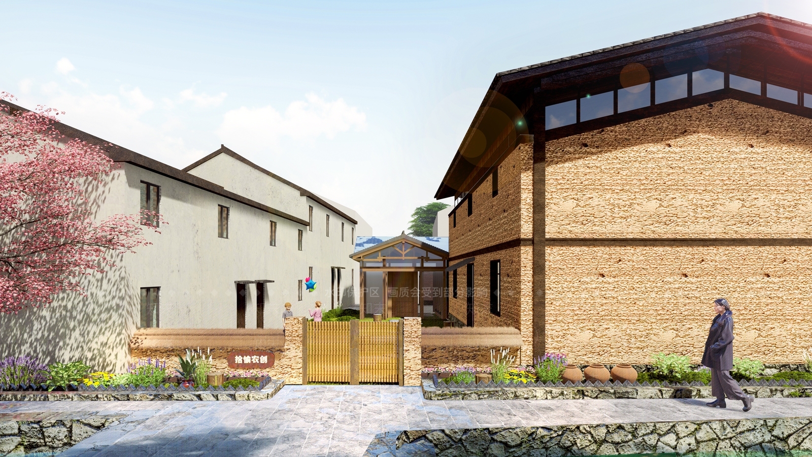 新中式古建筑SU模型下载【ID:1203236141】