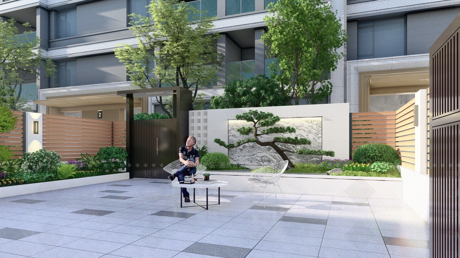现代极简别墅庭院SU模型下载【ID:1203423455】