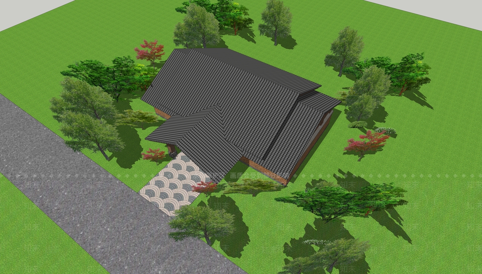 新中式复古其他公共建筑SU模型下载【ID:1203236128】