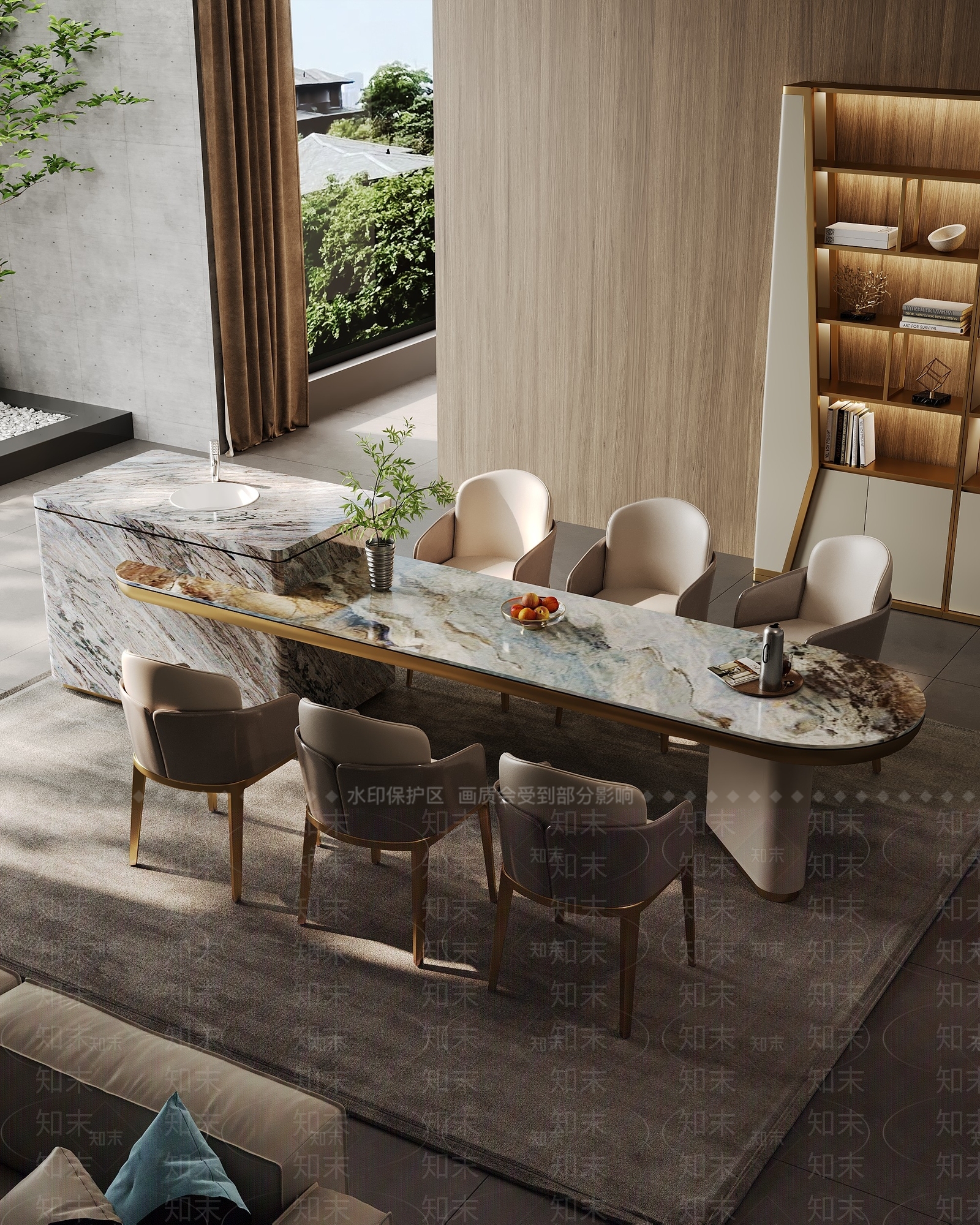 轻奢现代茶室3D模型下载【ID:1203236806】