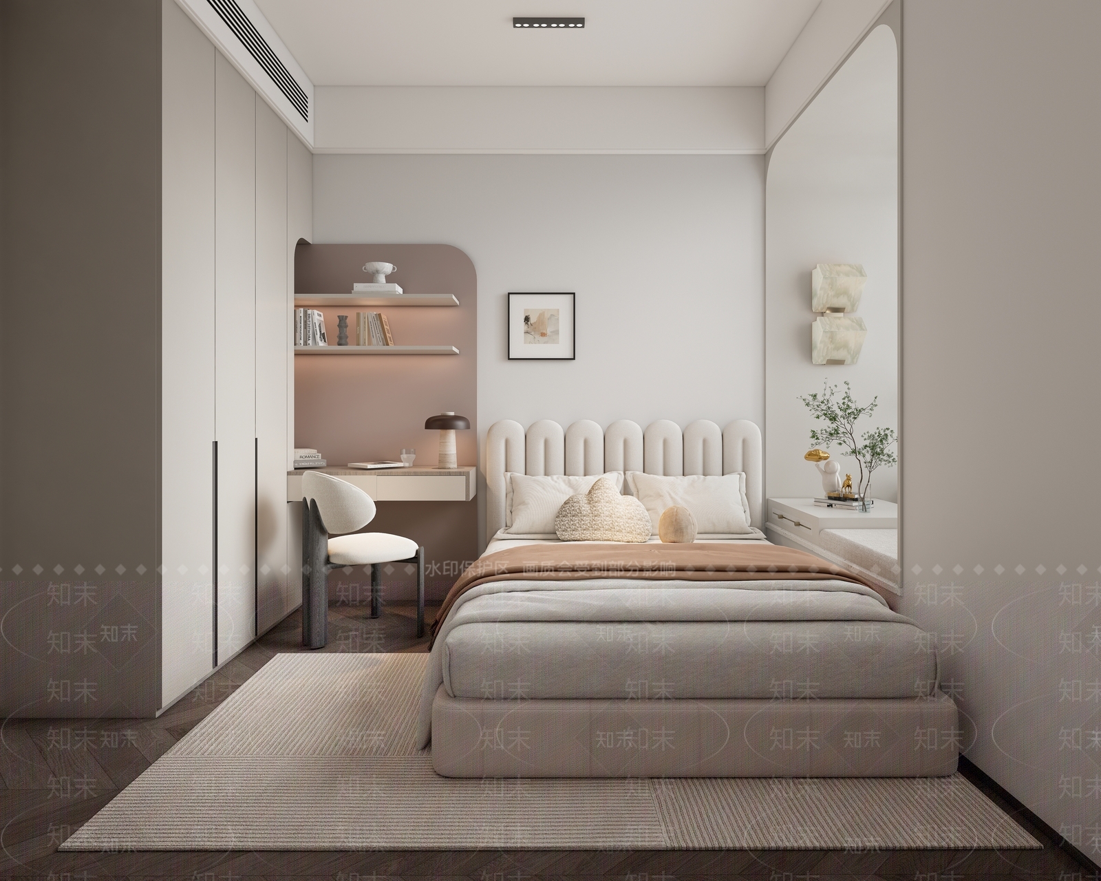 现代奶油家居卧室SU模型下载【ID:1203238315】