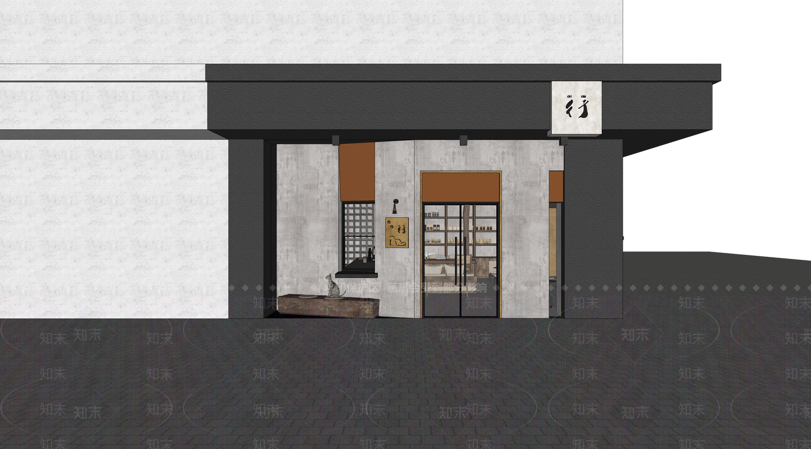 侘寂中古咖啡厅SU模型下载【ID:1203239450】