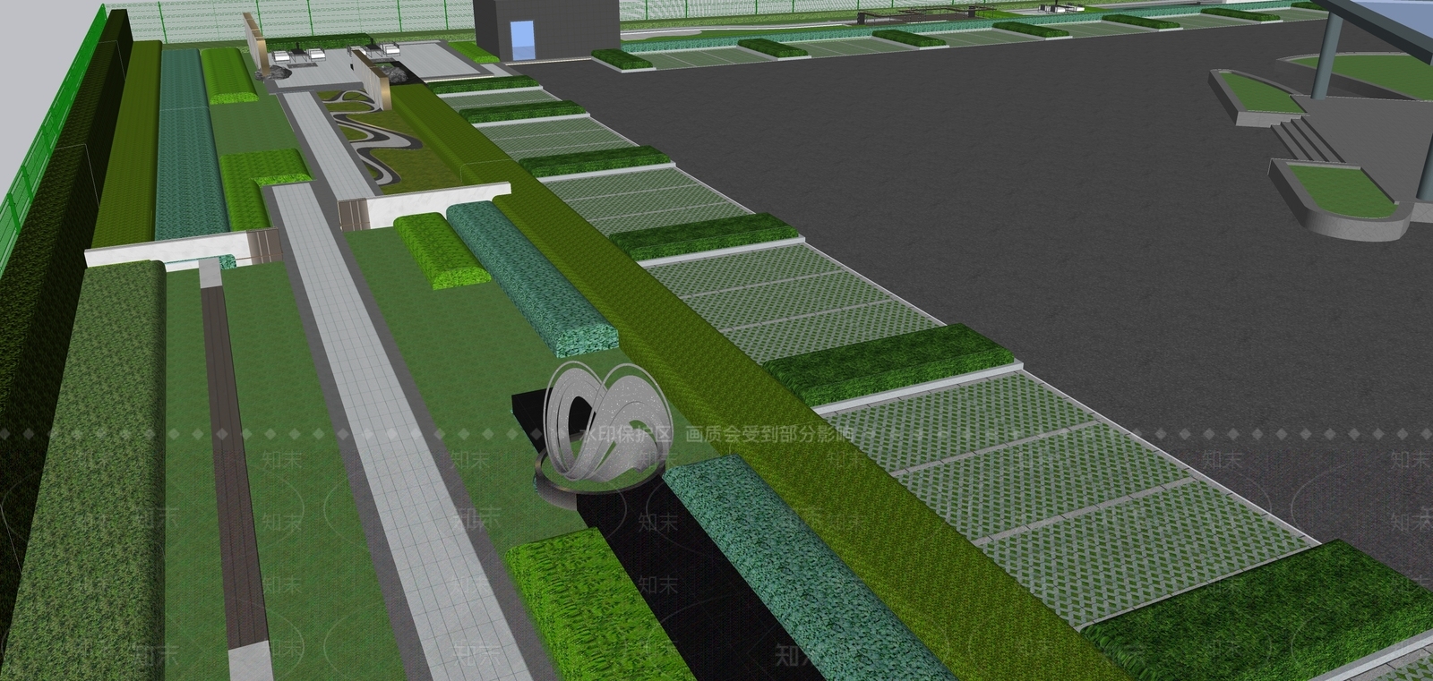 现代办公园区景观SU模型下载【ID:1203238792】