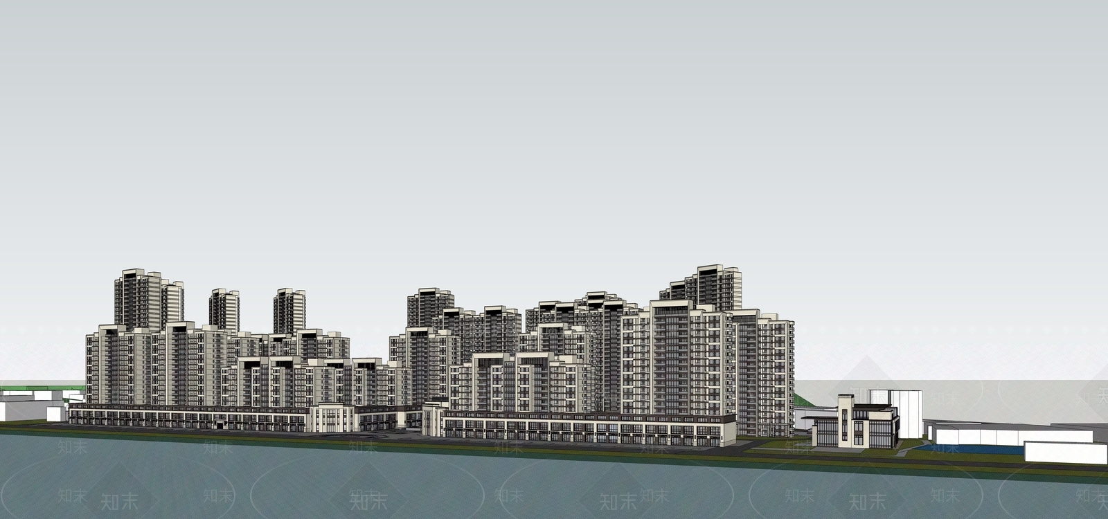 现代小区建筑SU模型下载【ID:1203244920】