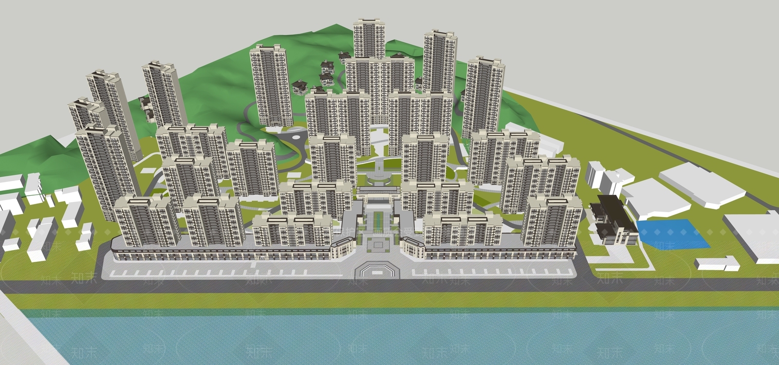 现代小区建筑SU模型下载【ID:1203244920】