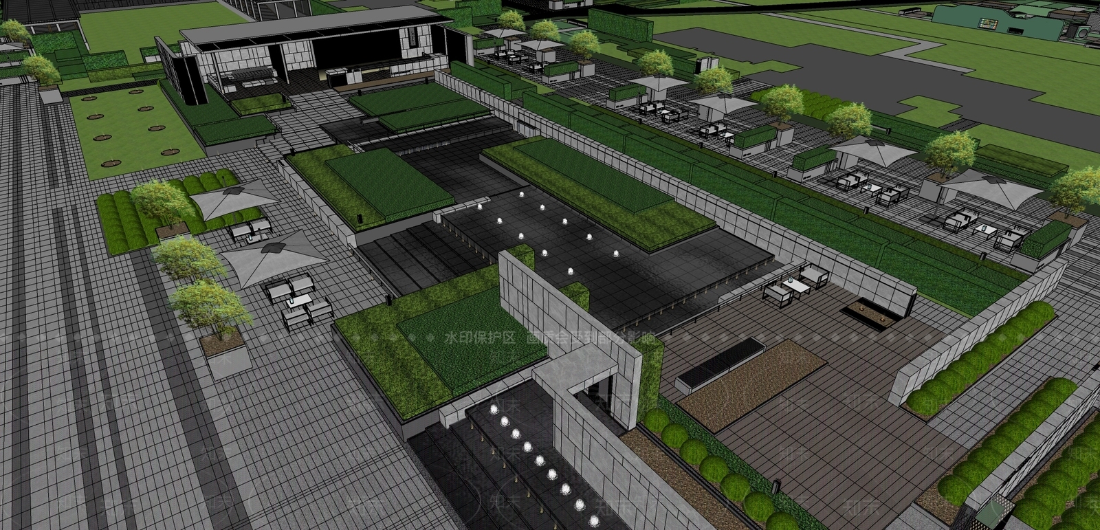 现代小区景观SU模型下载【ID:1203248782】