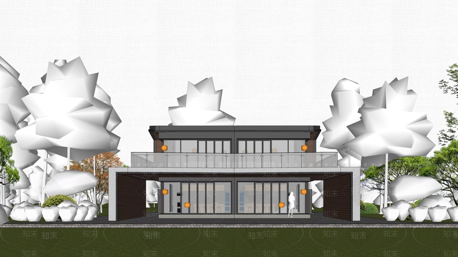 现代民宿建筑SU模型下载【ID:1203252711】