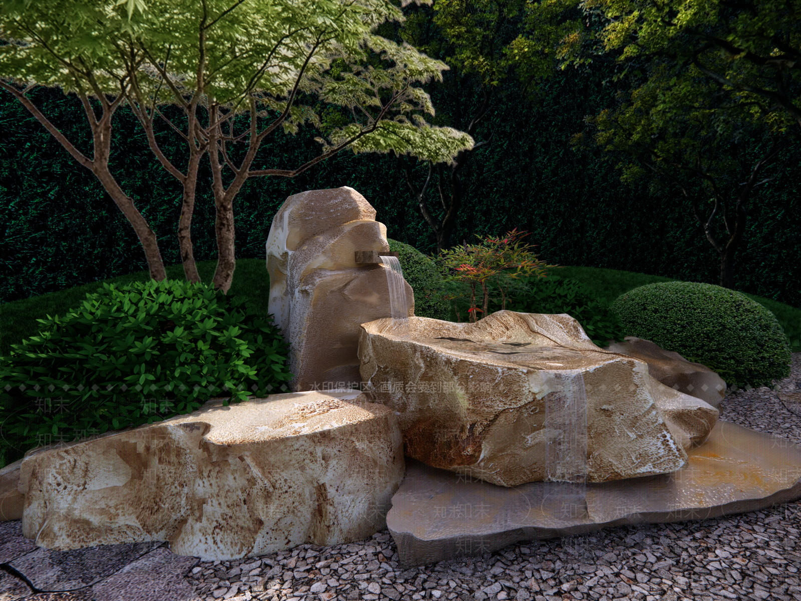 新中式禅意景观石SU模型下载【ID:1203253901】