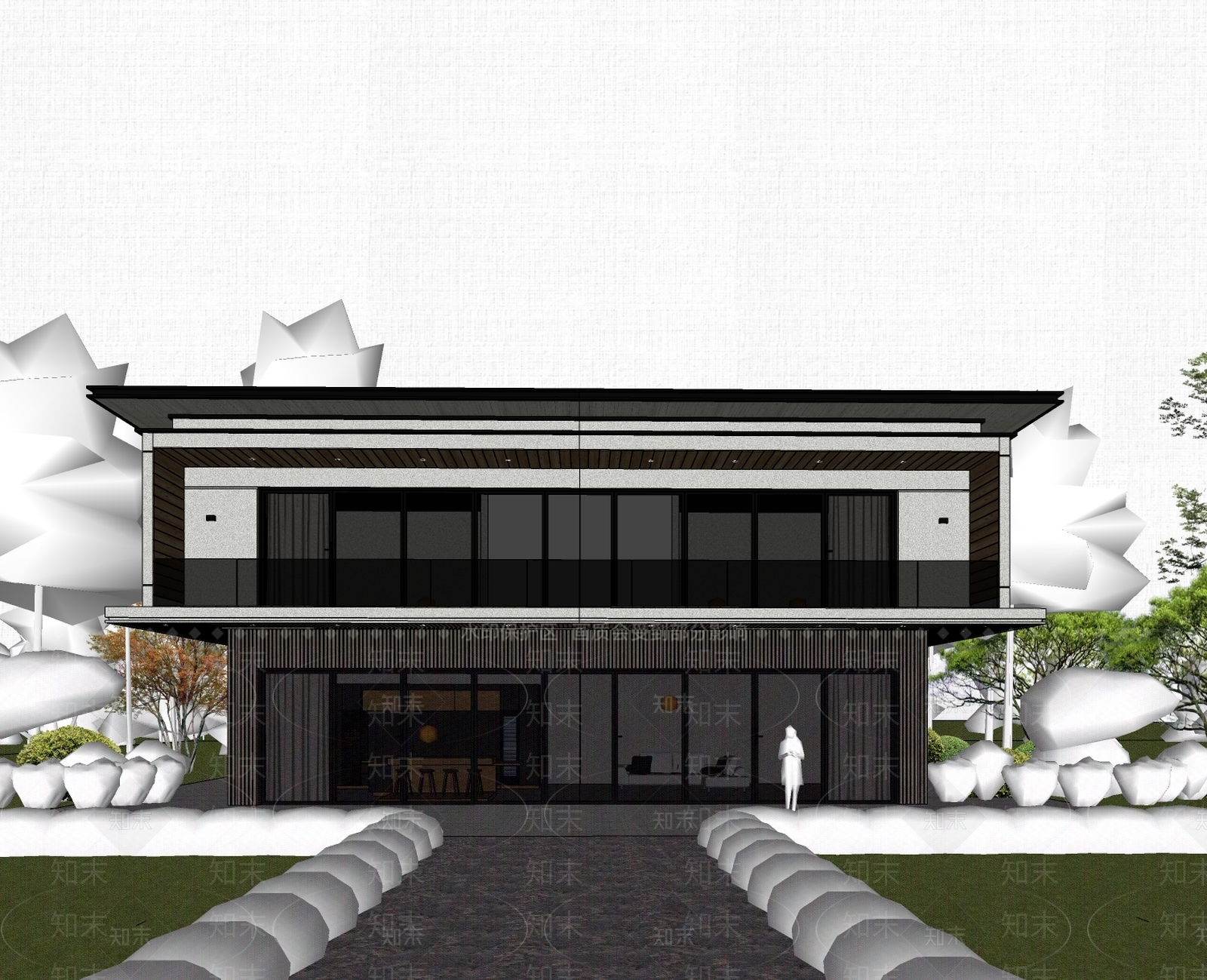 现代民宿建筑SU模型下载【ID:1203253723】