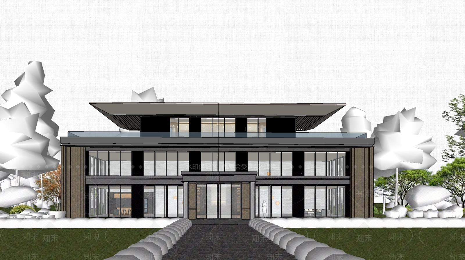现代民宿建筑SU模型下载【ID:1203254068】