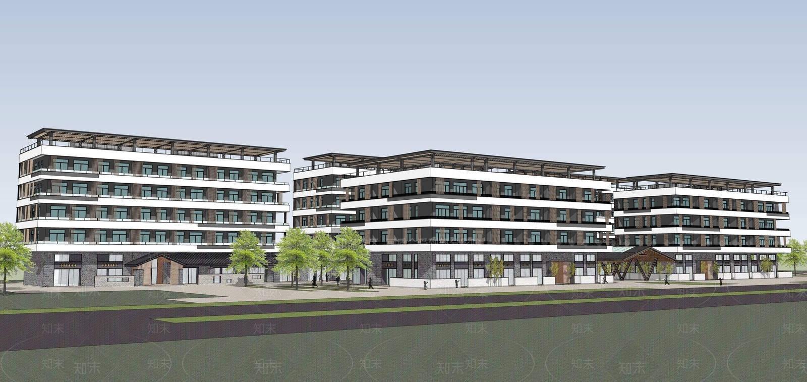 现代酒店建筑SU模型下载【ID:1203255072】