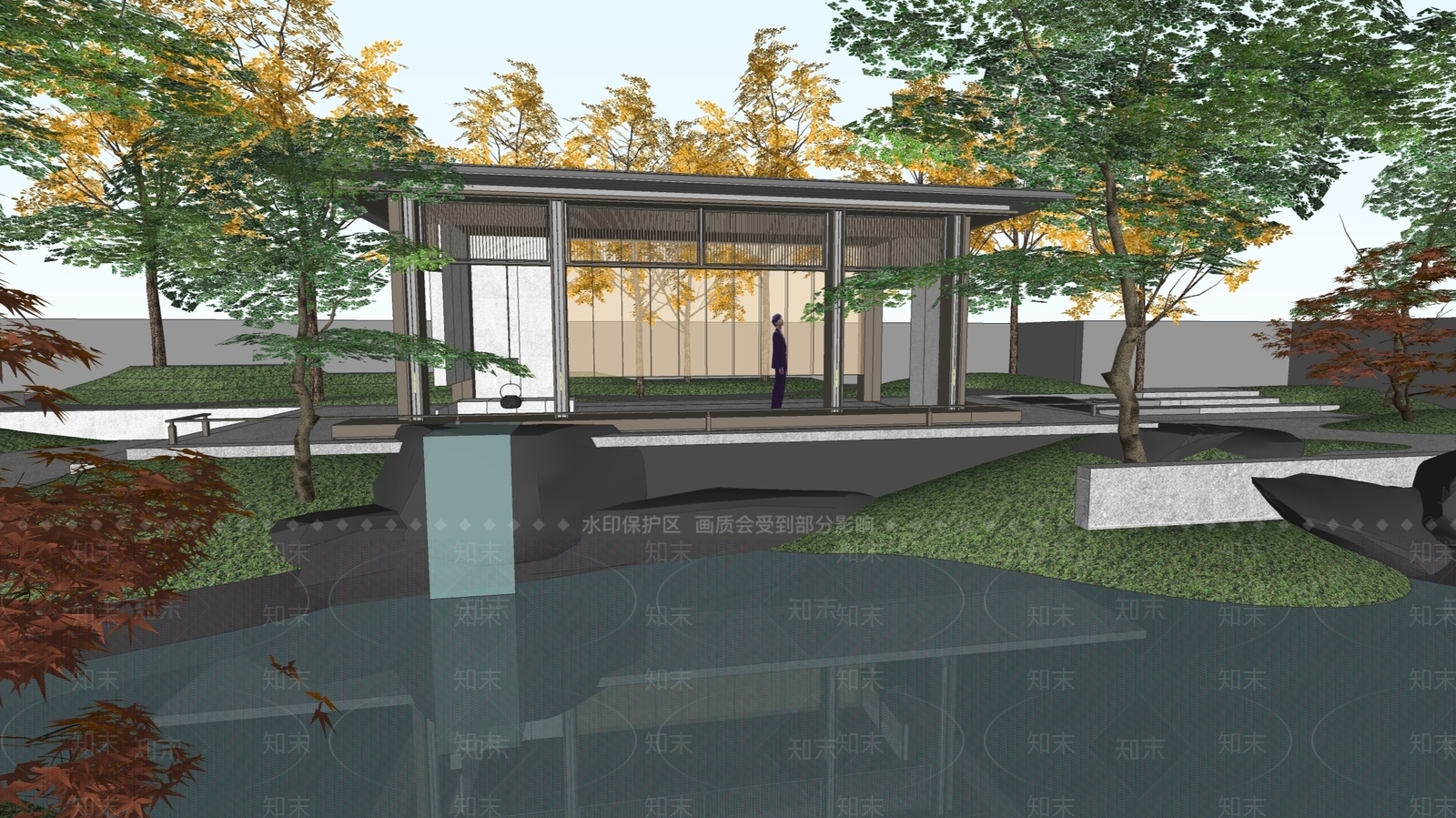 现代新中式廊架SU模型下载【ID:1203255973】