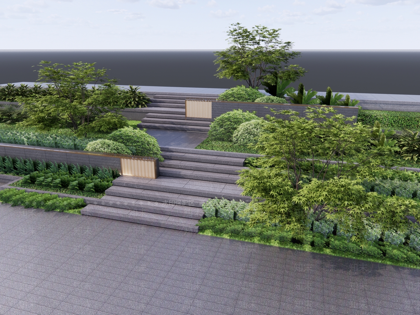现代台阶景观SU模型下载【ID:1203256111】