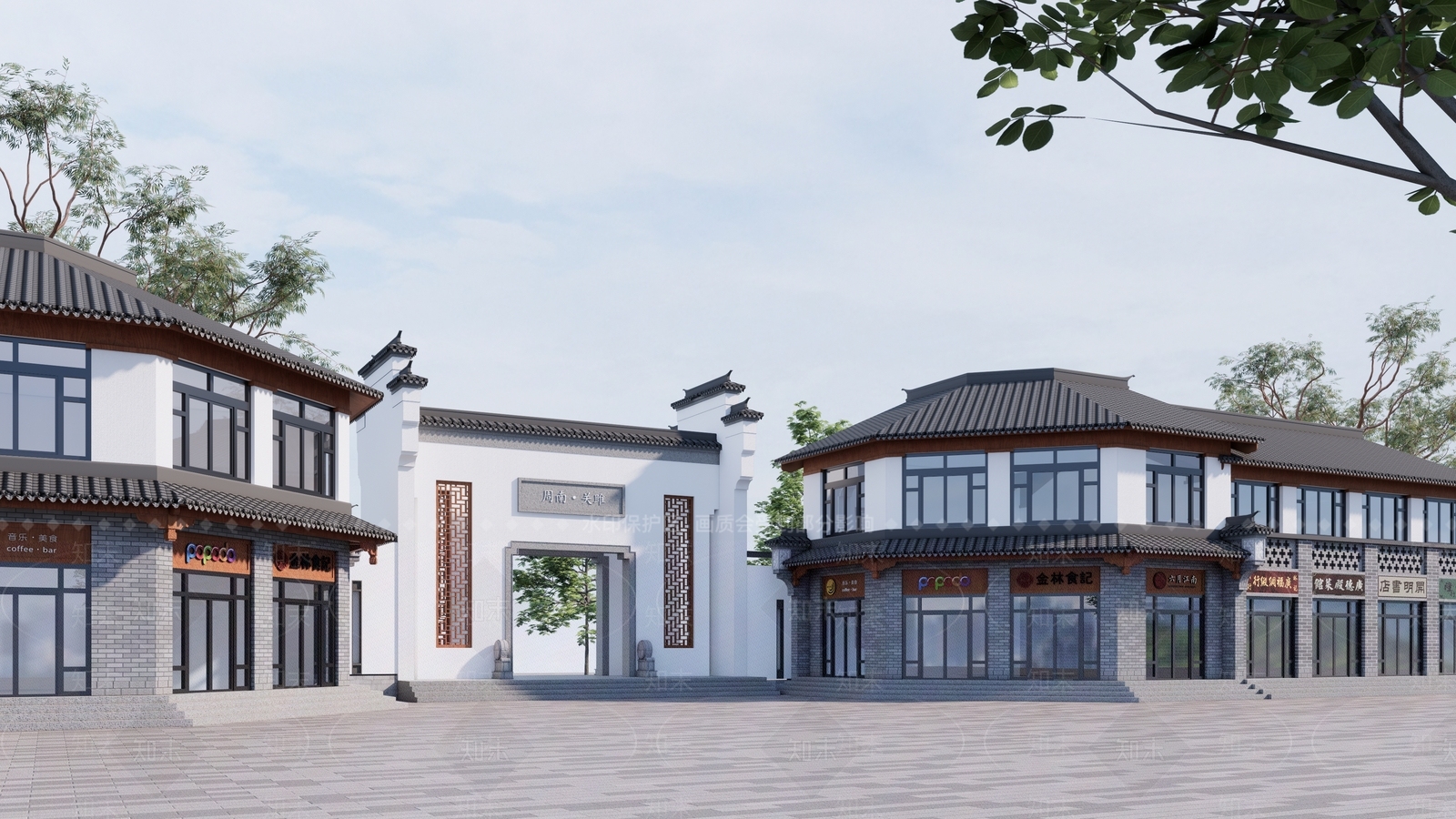 新中式现代民宿建筑SU模型下载【ID:1203257113】