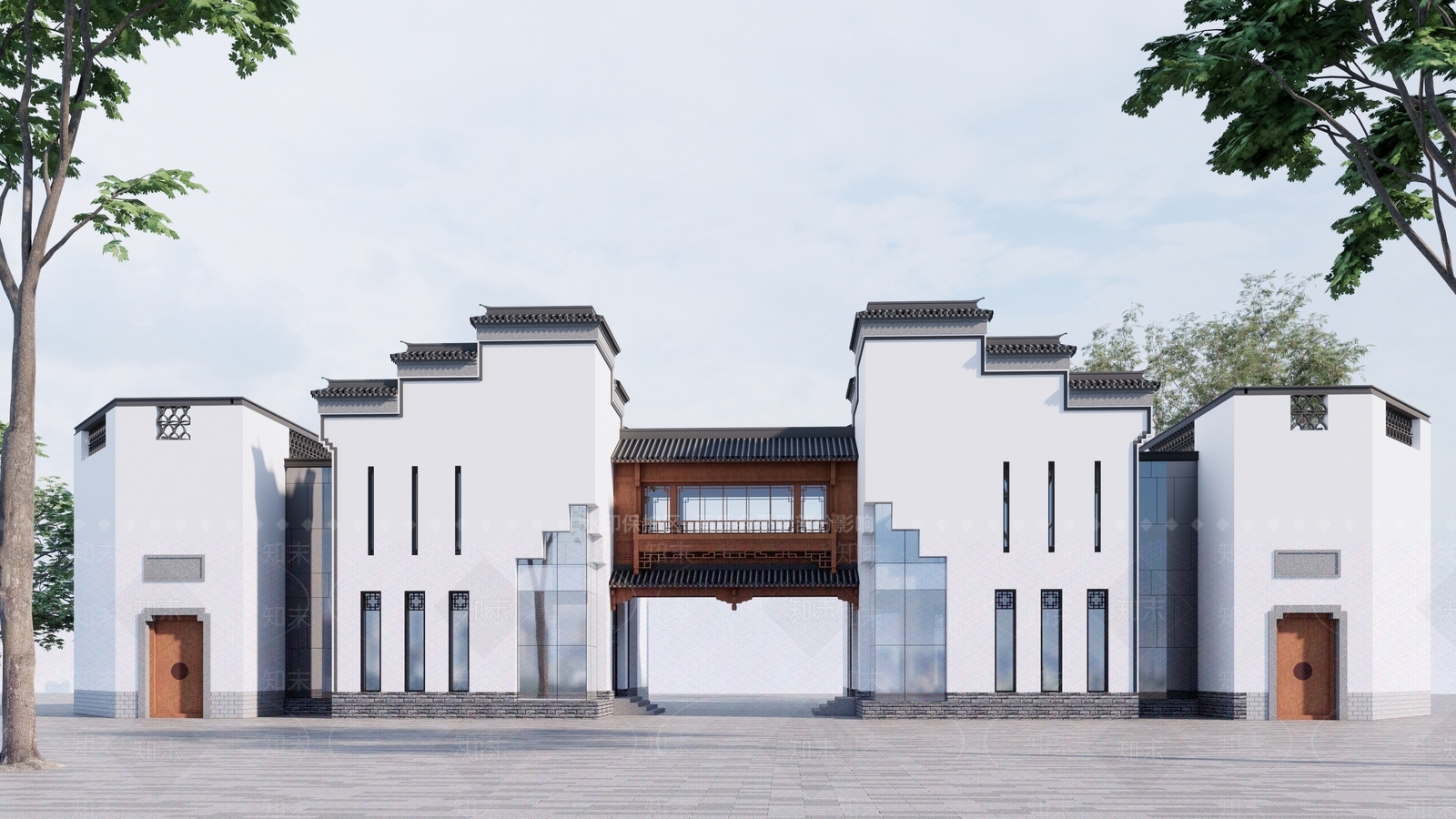 新中式现代民宿建筑SU模型下载【ID:1203257165】