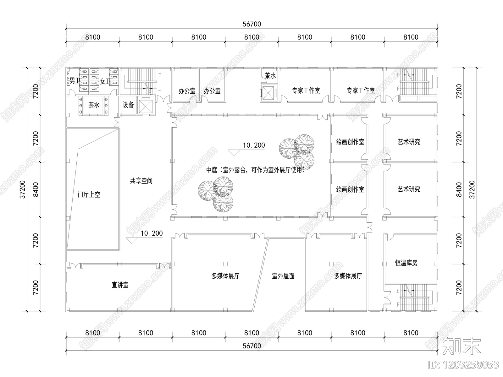 现代美术馆cad施工图下载【ID:1203258053】