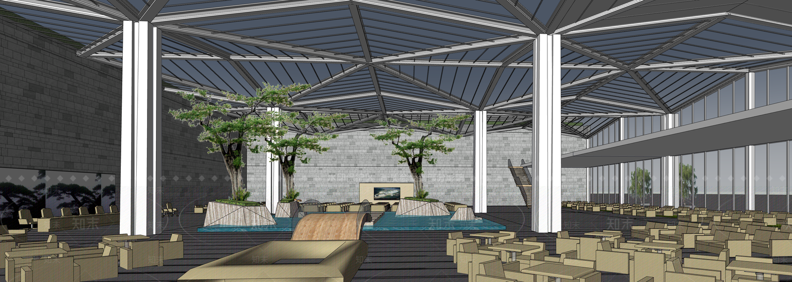 现代酒店建筑SU模型下载【ID:1203263574】