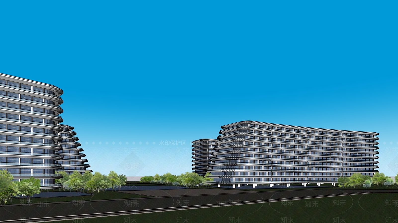 现代酒店建筑SU模型下载【ID:1203264507】
