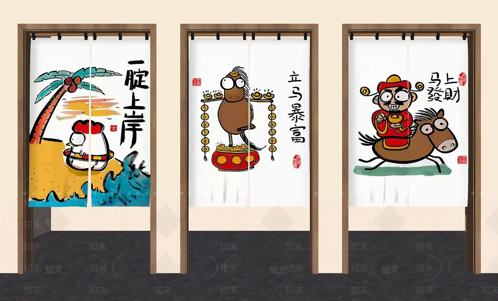 新中式现代窗帘SU模型下载【ID:1203267102】