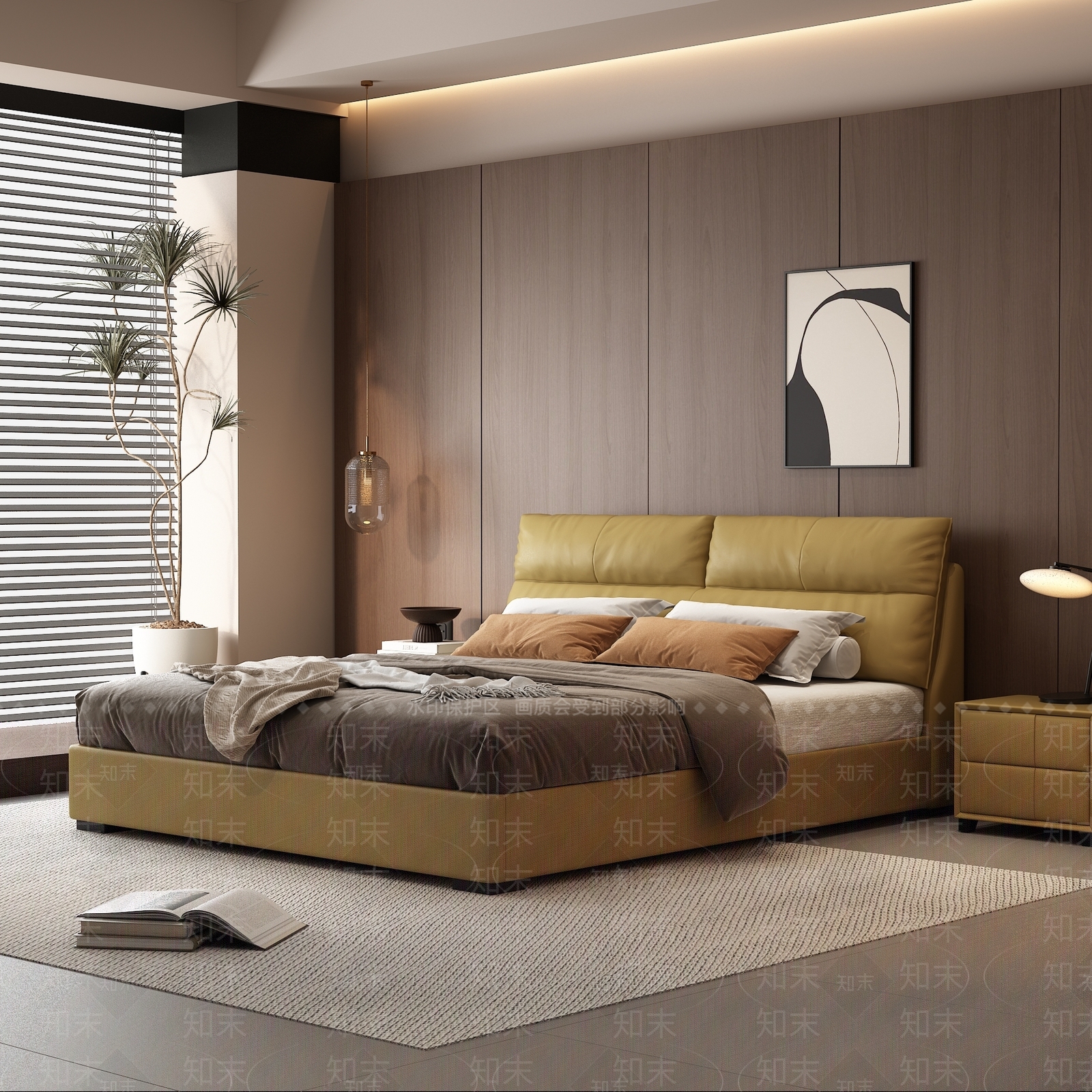 现代双人床3D模型下载【ID:1203267419】