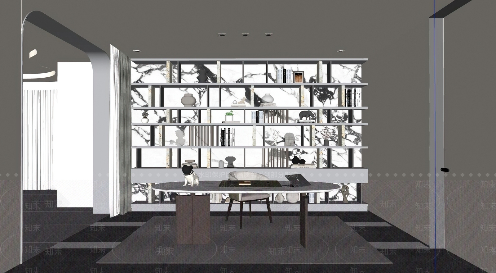 现代书房SU模型下载【ID:1203268081】